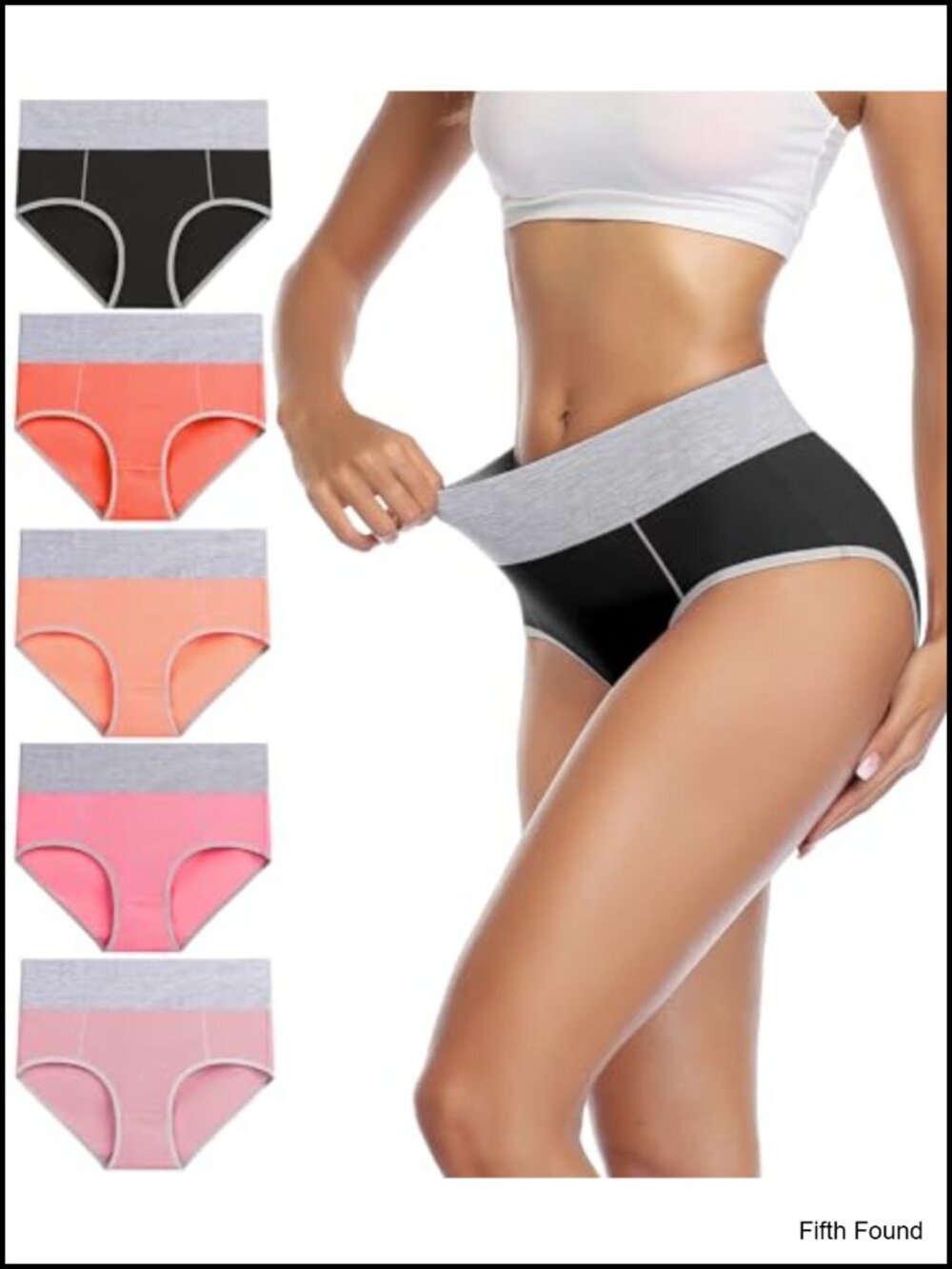 Women's High Waist Cotton Briefs Full Coverage Stretch Underwear 5 Pack